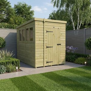 6 x 10 Pent Shed (Single Door, With Windows)
