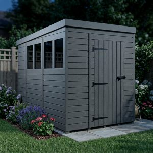 6x10 Pent Composite Shed (Single Door, With Windows)