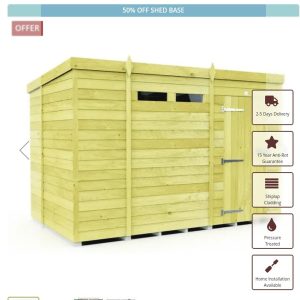 6 x 10 Security Pent Shed (Single Door)