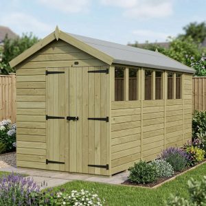 6 x 15 Apex Shed (Double Door, With Windows)