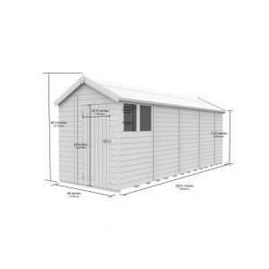 6 x 19 Apex Shed (Double Door, With Windows)