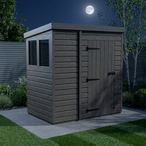 6x4 Pent Composite Shed (Single Door, With Windows)