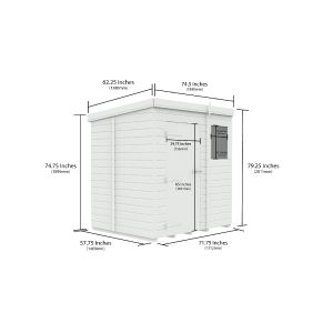 6 x 5 Pent Shed (Single Door, No Windows)
