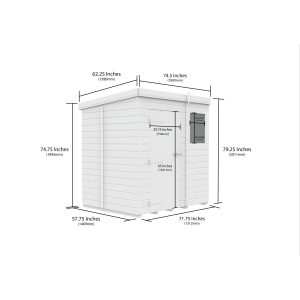 6x5 Pent Composite Shed (Single Door, With Windows)