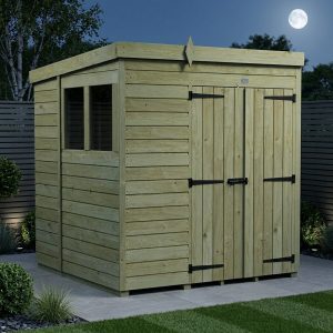 6 x 6 Pent Shed (Double Door, With Windows)
