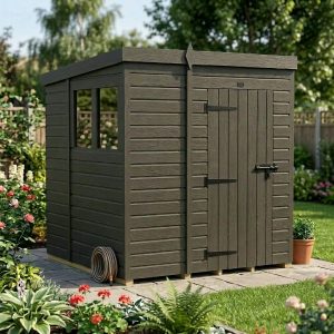 6x6 Pent Composite Shed (Single Door, With Windows)