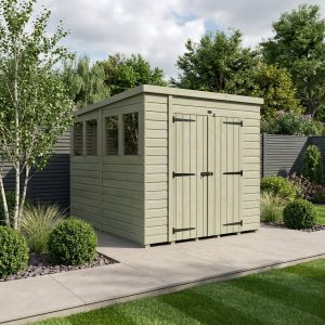 6 x 7 Pent Shed (Double Door, With Windows)