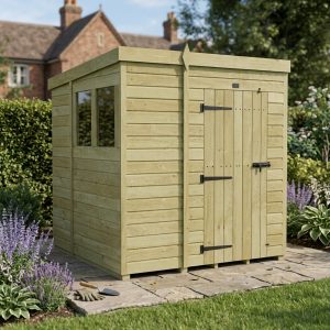 6 x 7 Pent Shed (Single Door, With Windows)