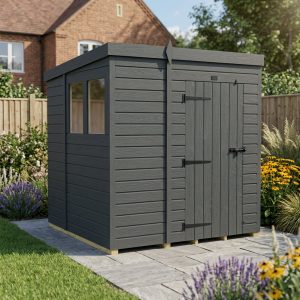 6x7 Pent Composite Shed (Single Door, With Windows)