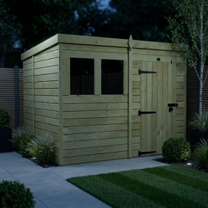 6 x 8 Pent Shed (Single Door, With Windows)