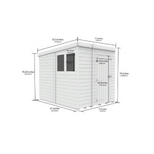 6x8 Pent Composite Shed (Single Door, With Windows)