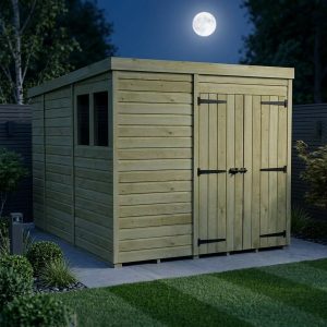 7 x 10 Pent Shed (Double Door, With Windows)