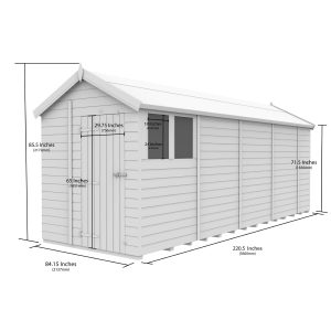 7 x 19 Apex Security Shed (Single Door)
