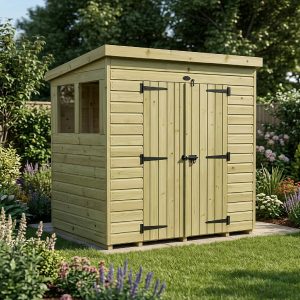 7 x 4 Pent Shed (Double Door, With Windows)