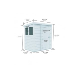 7 x 4 Pent Shed (Single Door, No Windows)