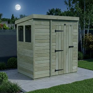 7 x 4 Pent Shed (Single Door, With Windows)