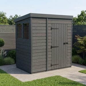 7x4 Pent Composite Shed (Single Door, With Windows)