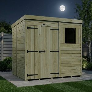 7 x 5 Pent Shed (Double Door, With Windows)
