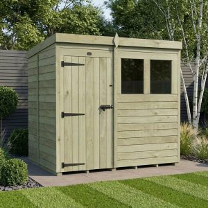 7 x 5 Pent Shed (Single Door, With Windows)