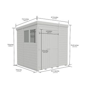 7 x 6 Pent Shed (Double Door, With Windows)