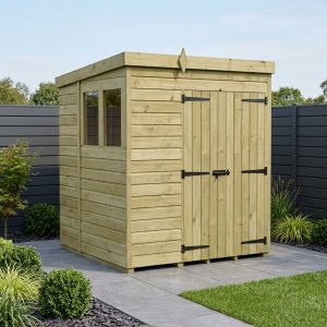 7 x 7 Pent Shed (Double Door, With Windows)