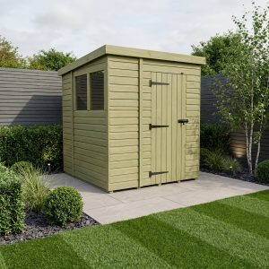 7 x 7 Pent Shed (Single Door, With Windows)