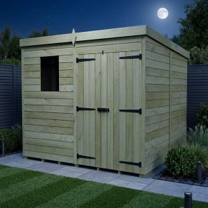 7 x 8 Pent Shed (Double Door, With Windows)