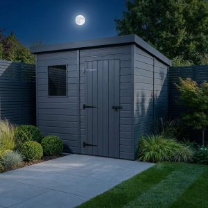 7x8 Pent Composite Shed (Single Door, With Windows)