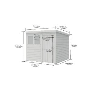 7 x 9 Pent Shed (Double Door, With Windows)