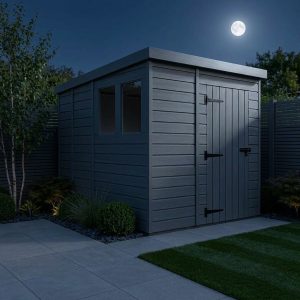 7x9 Pent Composite Shed (Single Door, With Windows)