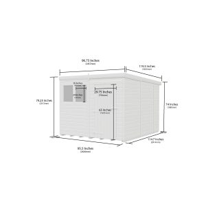 8x10 Pent Composite Shed (Single Door, No Windows)
