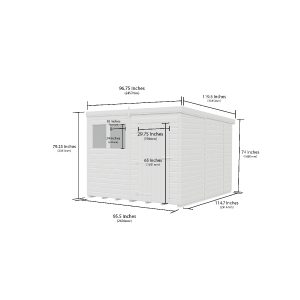 8x10 Pent Composite Shed (Single Door, With Windows)
