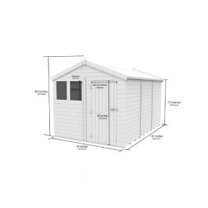 8 x 12 Apex Shed (Double Door, With Windows)