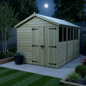 8 x 14 Apex Shed (Double Door, With Windows)