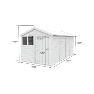 8 x 16 Apex Shed (Double Door, No Windows)