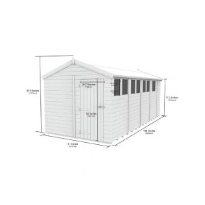 8 x 17 Apex Shed (Double Door, With Windows)