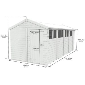 8 x 17  Apex Security Shed (Single Door)