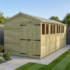 8 x 18 Apex Shed (Double Door, With Windows)