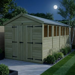 8 x 19 Apex Shed (Double Door, With Windows)