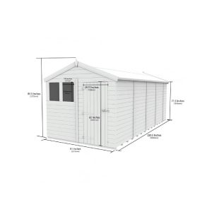 8 x 19 Apex Shed (Single Door, With Windows)
