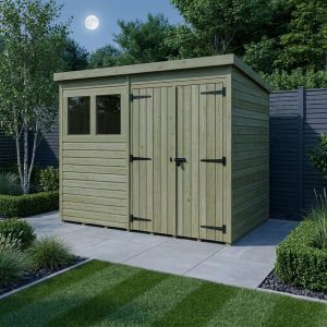 8 x 4 Pent Shed (Double Door, With Windows)