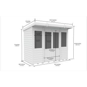 8x4 Composite Pent Summer House (Double Doors, With Windows)
