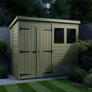 8 x 5 Pent Shed (Double Door, With Windows)
