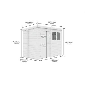 8 x 5 Pent Shed (Single Door, No Windows)