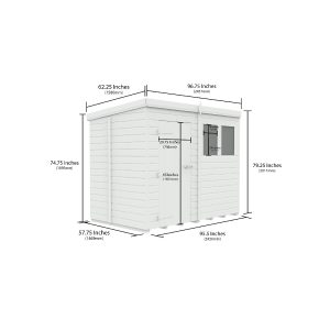 8x5 Pent Composite Shed (Single Door, No Windows)