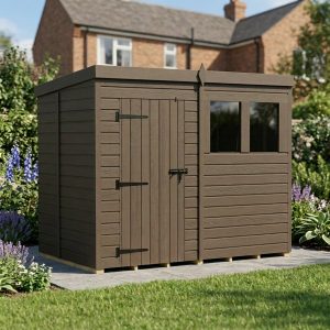 8x5 Pent Composite Shed (Single Door, With Windows)