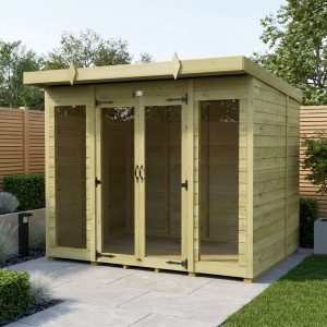 8 x 5 Pent Summer House (Full Height Window)