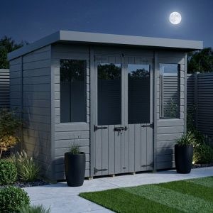8x5 Composite Pent Summer House (Double Doors, With Windows)