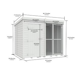 8 x 6 Dog Kennel And Run (Full Height With Bars)
