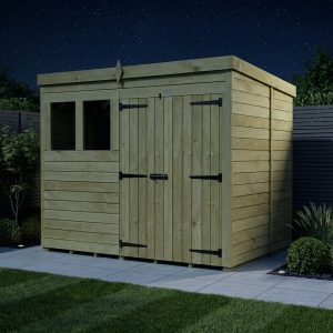 8 x 6 Pent Shed (Double Door, With Windows)